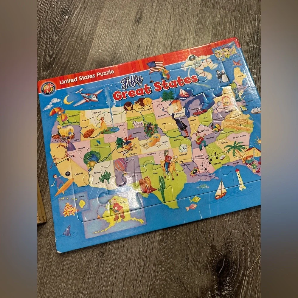 Set of 2 bundle of Melissa and Doug farm and United States puzzle